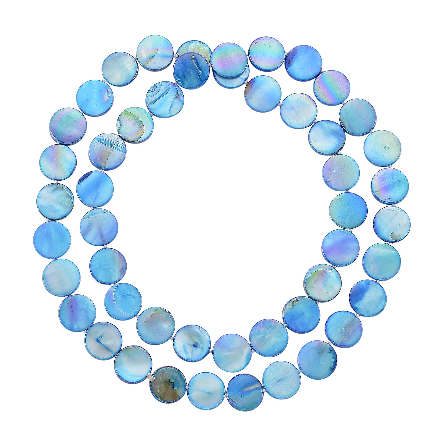 Blue Coin Shell Pearl  Necklace (Size - 30) 300.00 Ct.