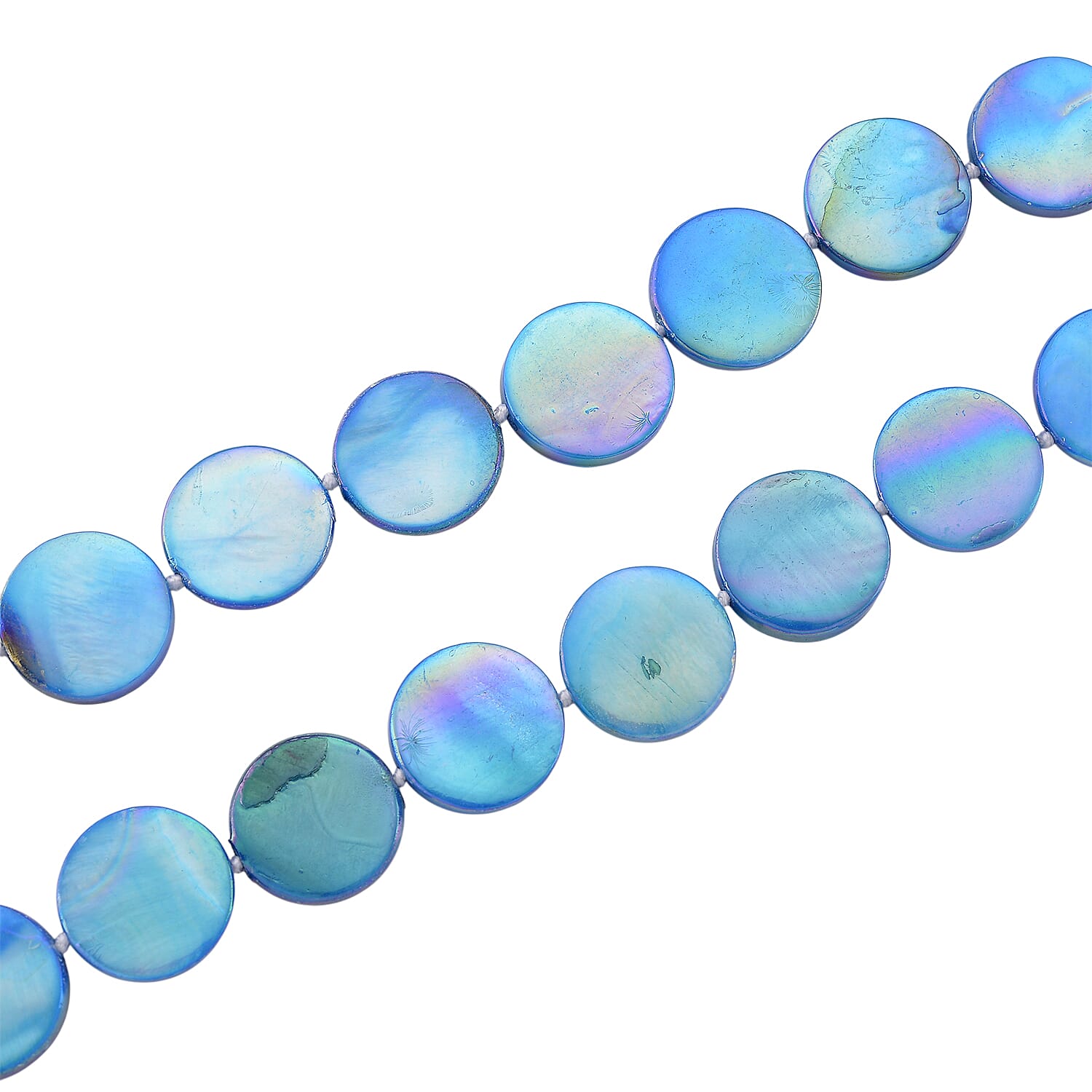 Blue Coin Shell Pearl  Necklace (Size - 30) 300.00 Ct.