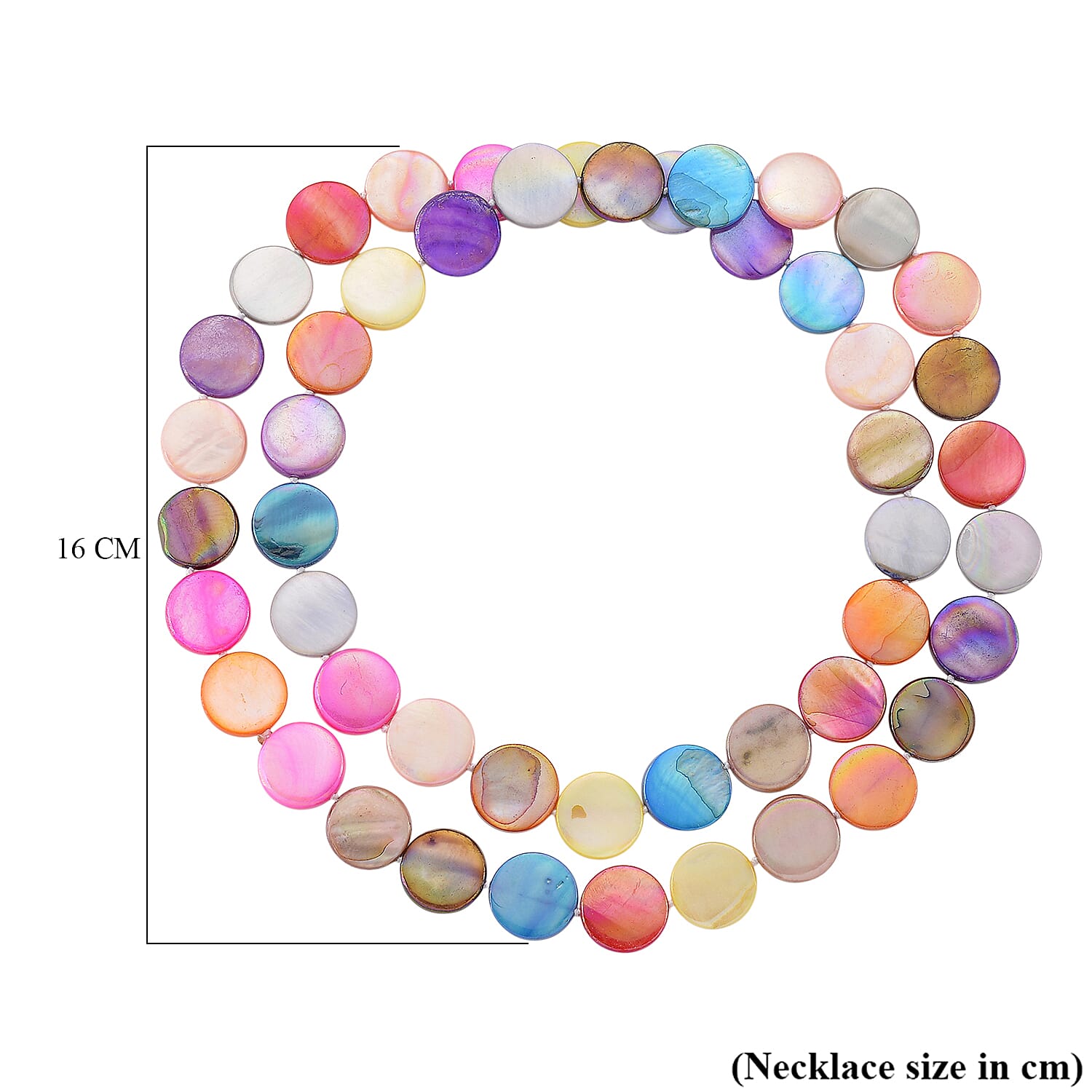 Multi Color Coin Shell Pearl  Necklace (Size - 30) 300.00 Ct.