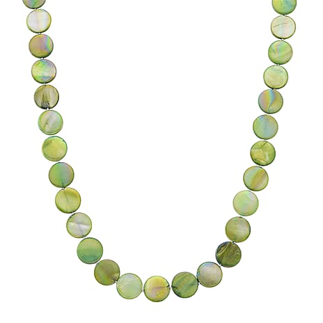 Green Coin Shell Pearl Necklace (Size - 30) 300.00 Ct.