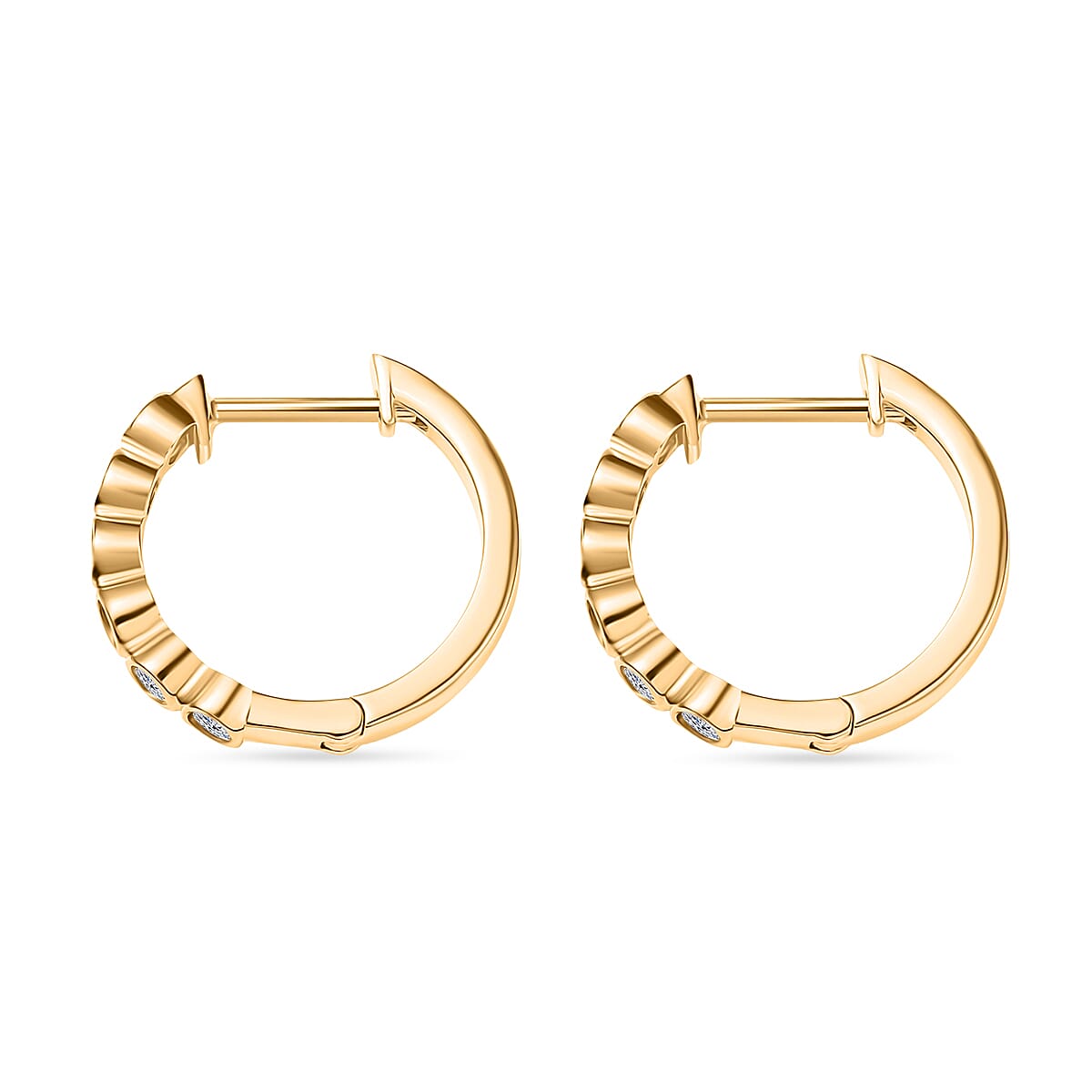 Luxuriant Diamond Lab Grown Diamond (SI-GH) Full Hoop Earring in 18K Vermeil Yellow Gold Plated Sterling Silver