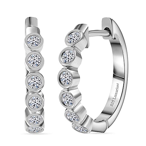 Luxuriant Diamond Lab Grown Diamond (SI-GH) Full Hoop Earring in Rhodium Overlay Sterling Silver
