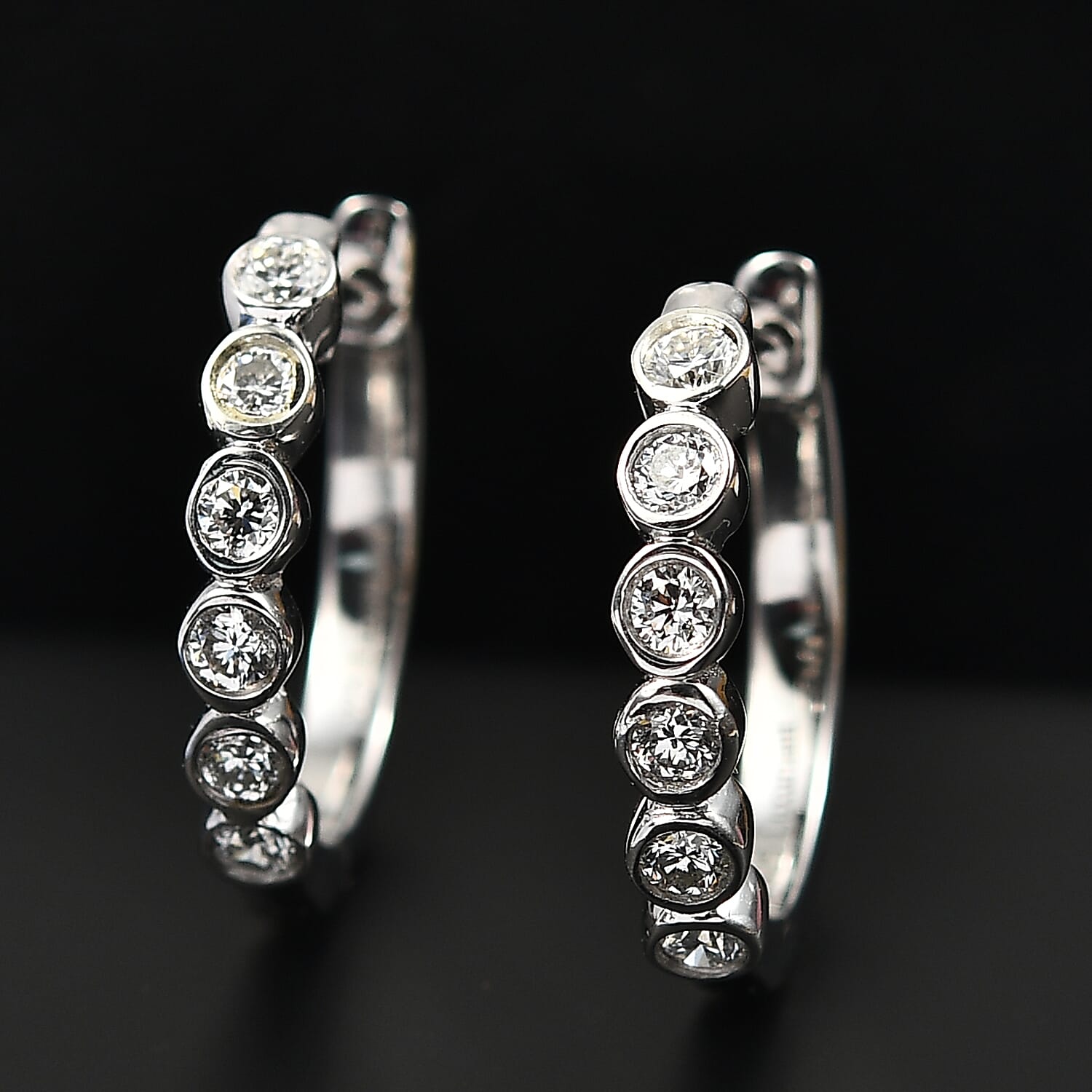 Luxuriant Diamond Lab Grown Diamond (SI-GH) Full Hoop Earring in Rhodium Overlay Sterling Silver