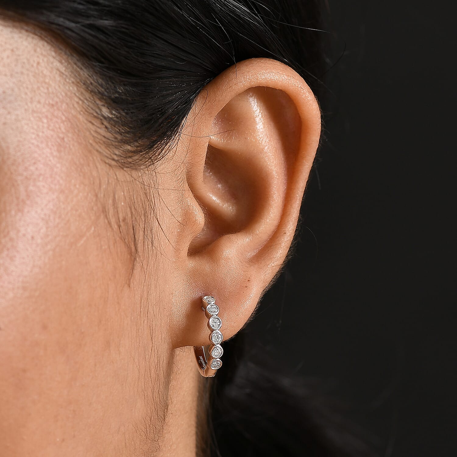 Luxuriant Diamond Lab Grown Diamond (SI-GH) Full Hoop Earring in Rhodium Overlay Sterling Silver