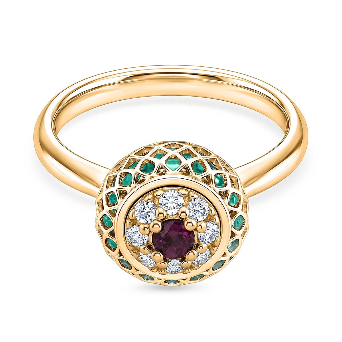 Peridot Ring in Yellow Gold Plated Sterling Silver 2.32 Ct.