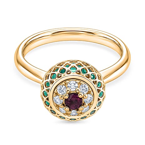 Peridot Ring in Yellow Gold Plated Sterling Silver 2.32 Ct.