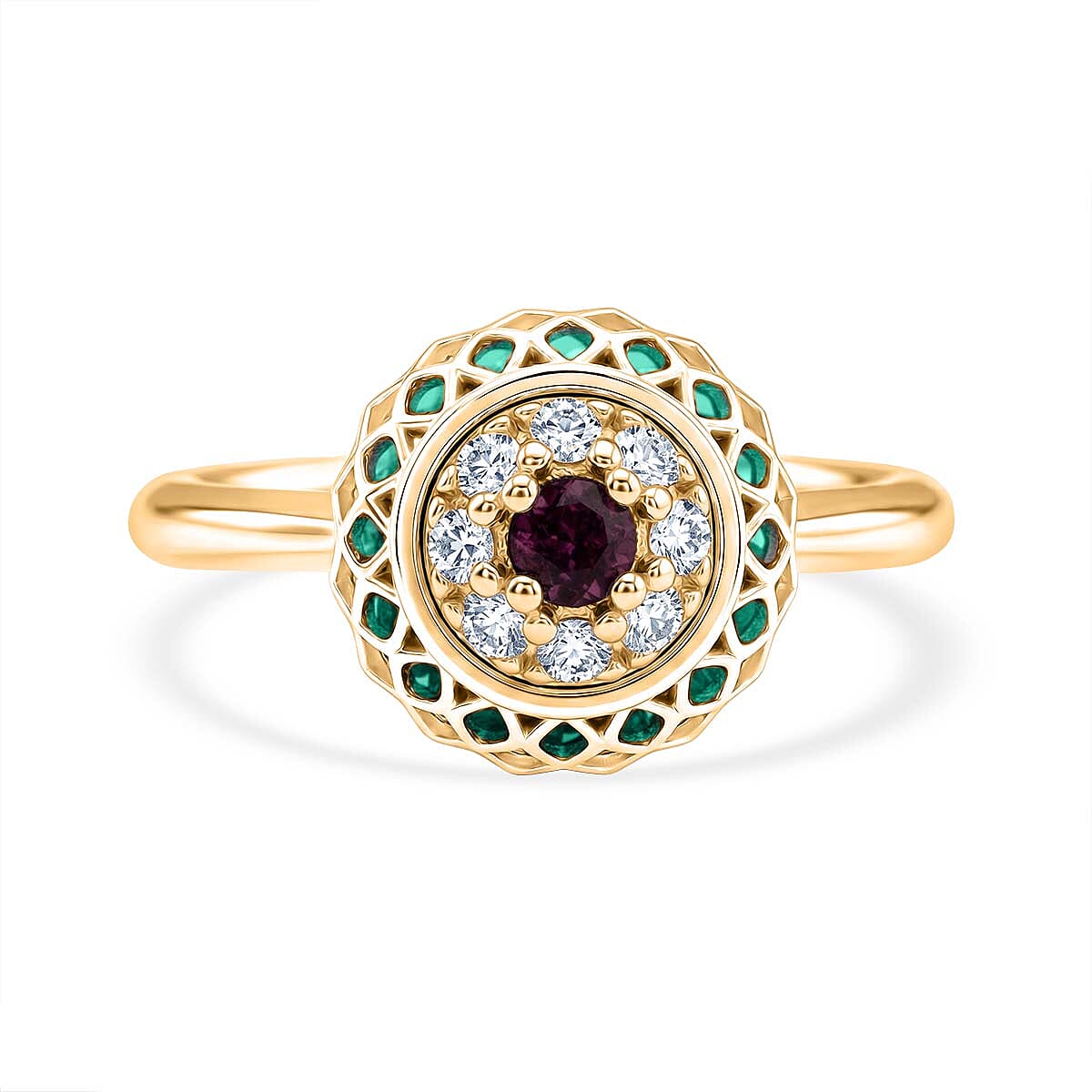 Peridot Ring in Yellow Gold Plated Sterling Silver 2.32 Ct.