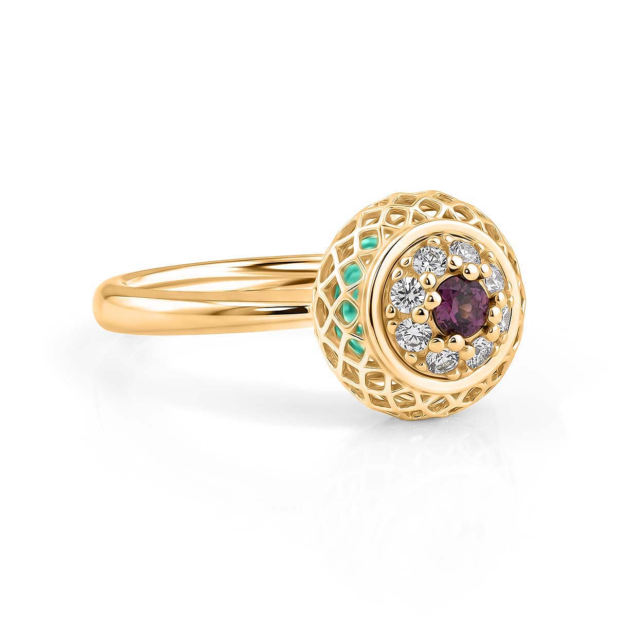 Peridot Ring in Yellow Gold Plated Sterling Silver 2.32 Ct.