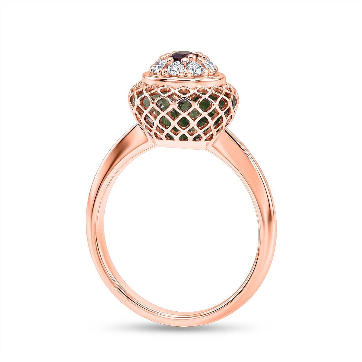 Peridot Ring in Rose Gold Plated Sterling Silver 2.32 Ct.