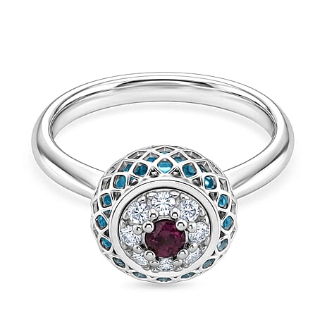Blue Apatite Ring in Rhodium Overlay Sterling Silver 2.32 Ct.