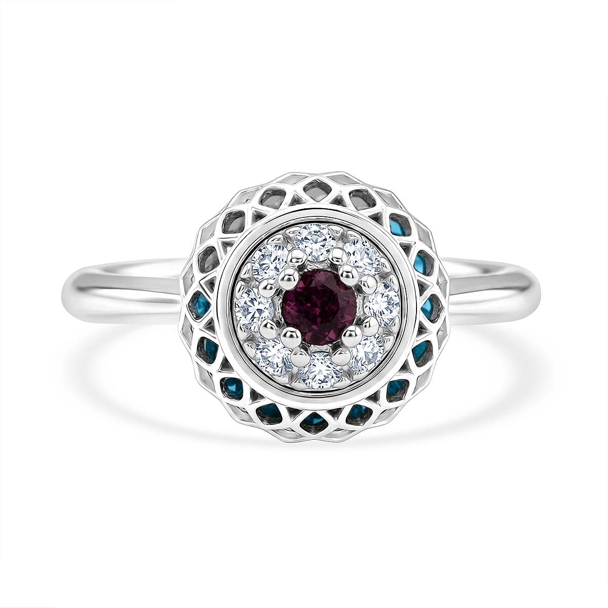 Blue Apatite Ring in Rhodium Overlay Sterling Silver 2.32 Ct.