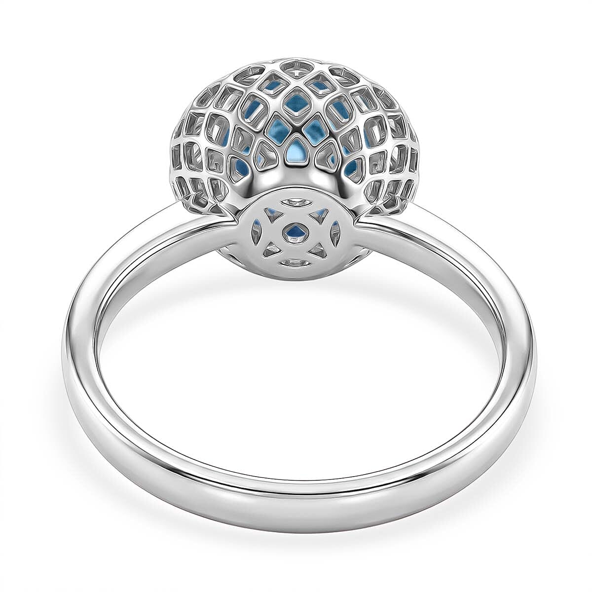 Blue Apatite Ring in Rhodium Overlay Sterling Silver 2.32 Ct.