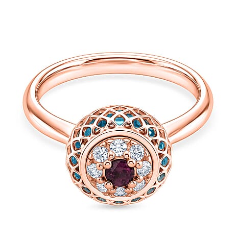 Blue Apatite Ring in Rose Gold Plated Sterling Silver 2.32 Ct.