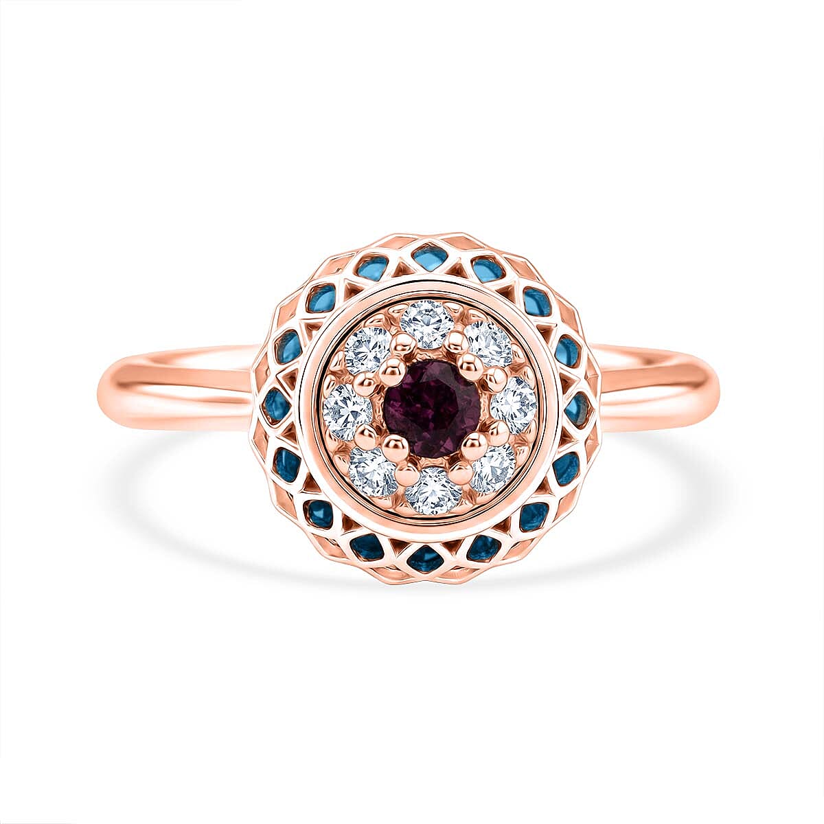 Blue Apatite Ring in Rose Gold Plated Sterling Silver 2.32 Ct.