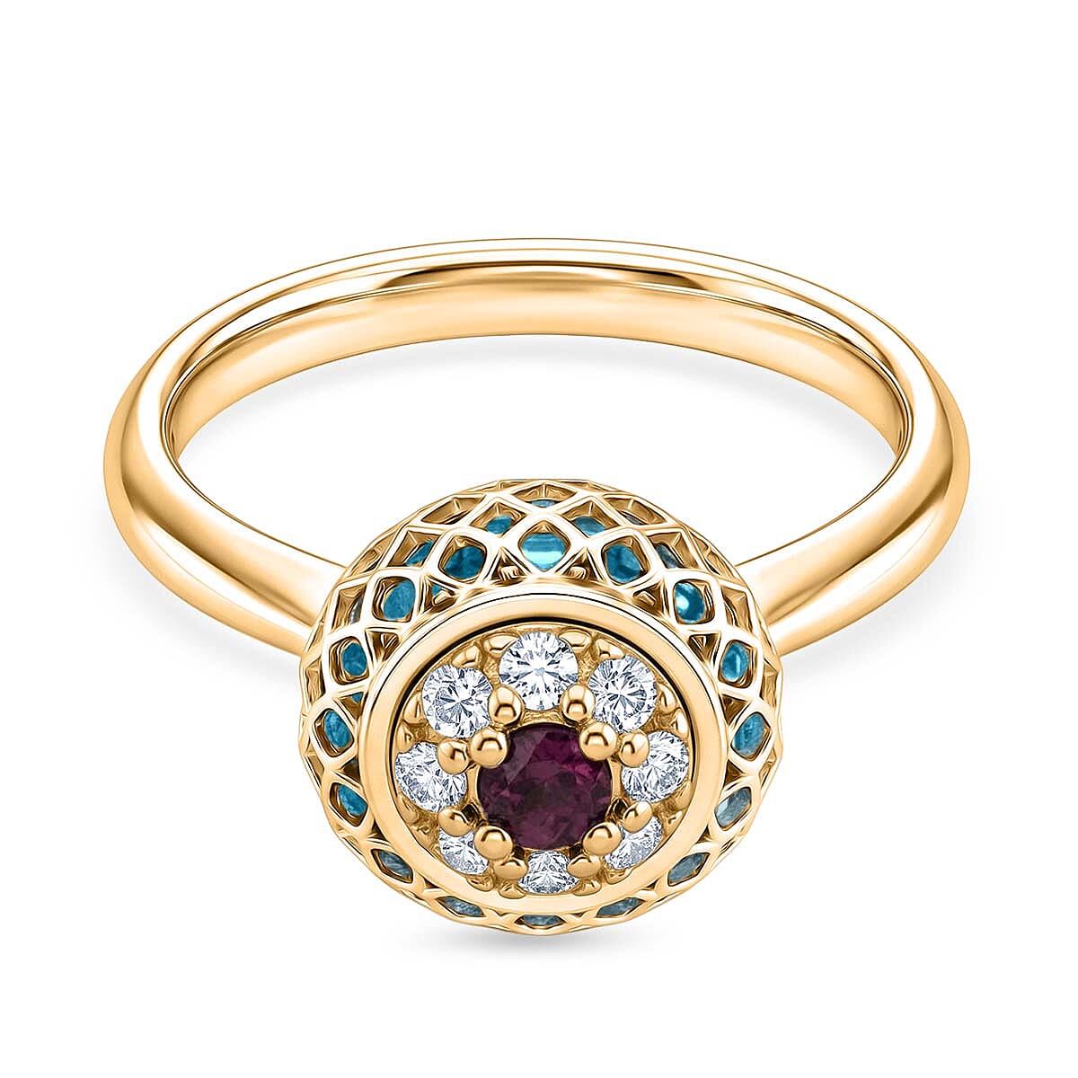 Blue Apatite Ring in Yellow Gold Plated Sterling Silver 2.32 Ct.