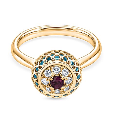 Blue Apatite Ring in Yellow Gold Plated Sterling Silver 2.32 Ct.