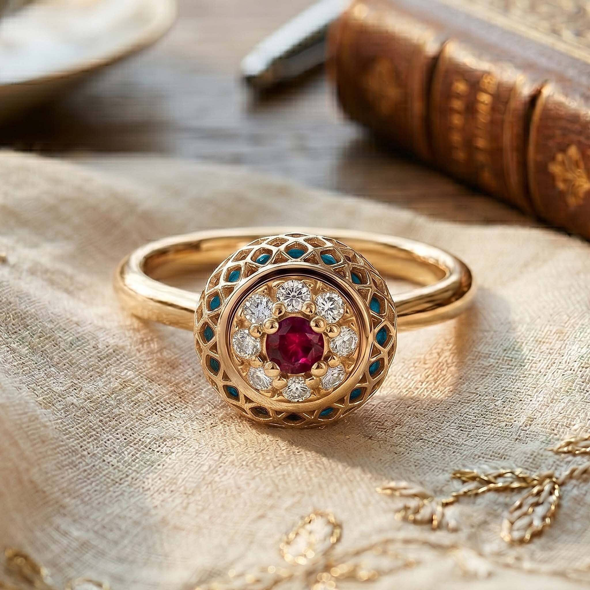 Blue Apatite Ring in Yellow Gold Plated Sterling Silver 2.32 Ct.