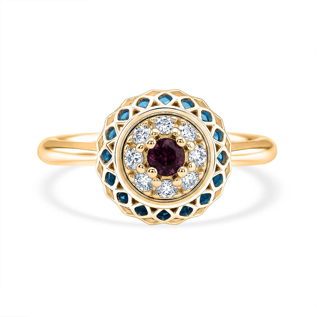 Blue Apatite Ring in Yellow Gold Plated Sterling Silver 2.32 Ct.