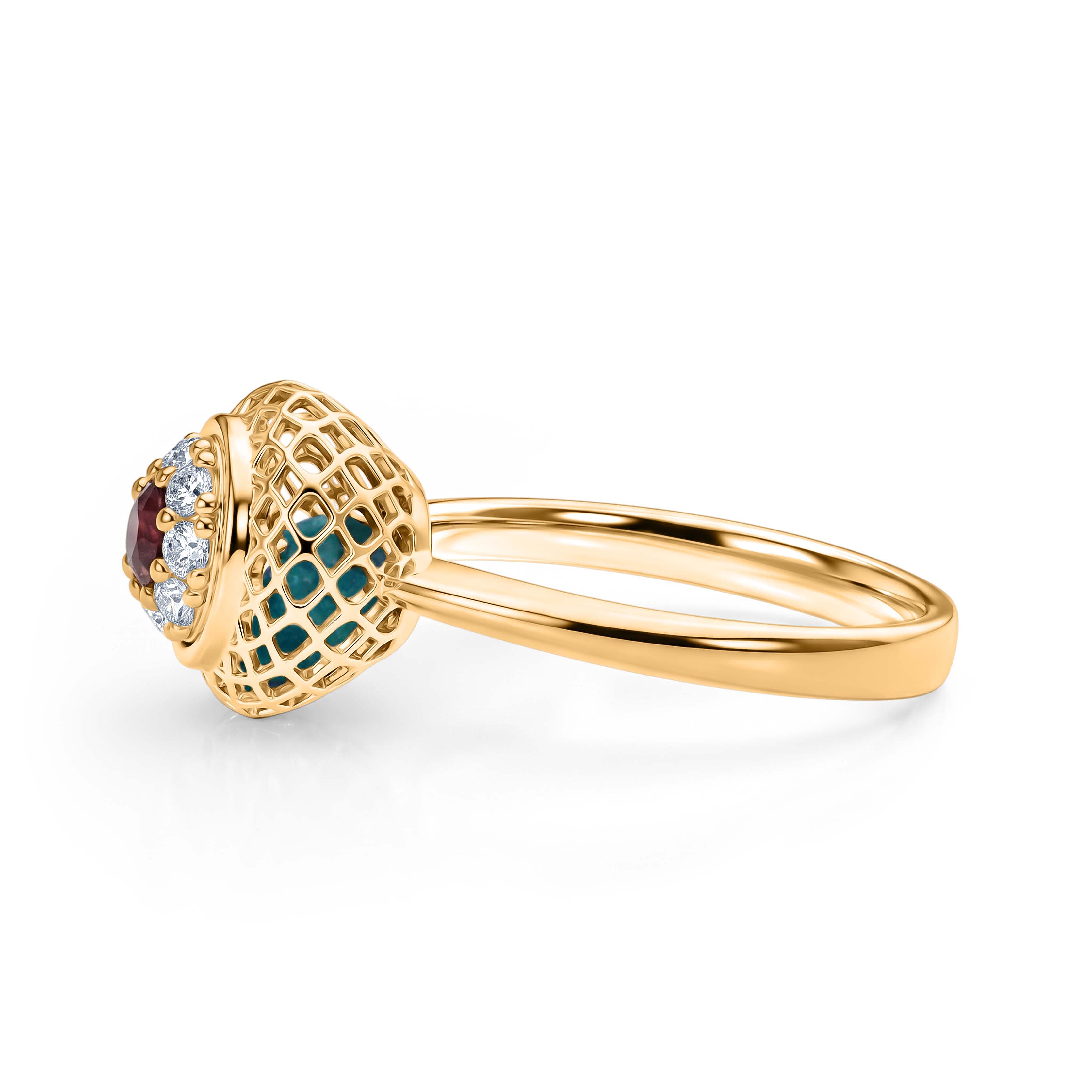 Blue Apatite Ring in Yellow Gold Plated Sterling Silver 2.32 Ct.