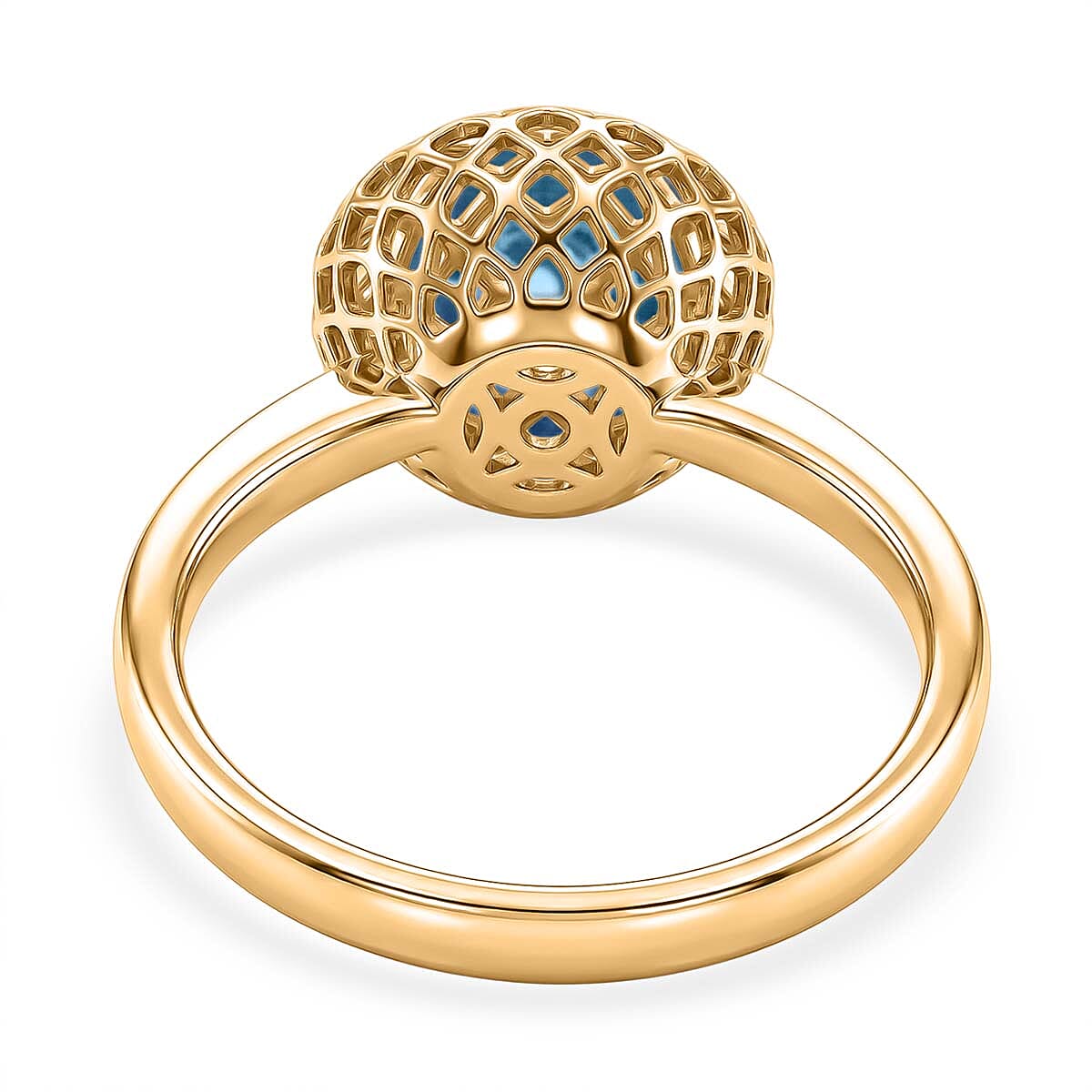 Blue Apatite Ring in Yellow Gold Plated Sterling Silver 2.32 Ct.