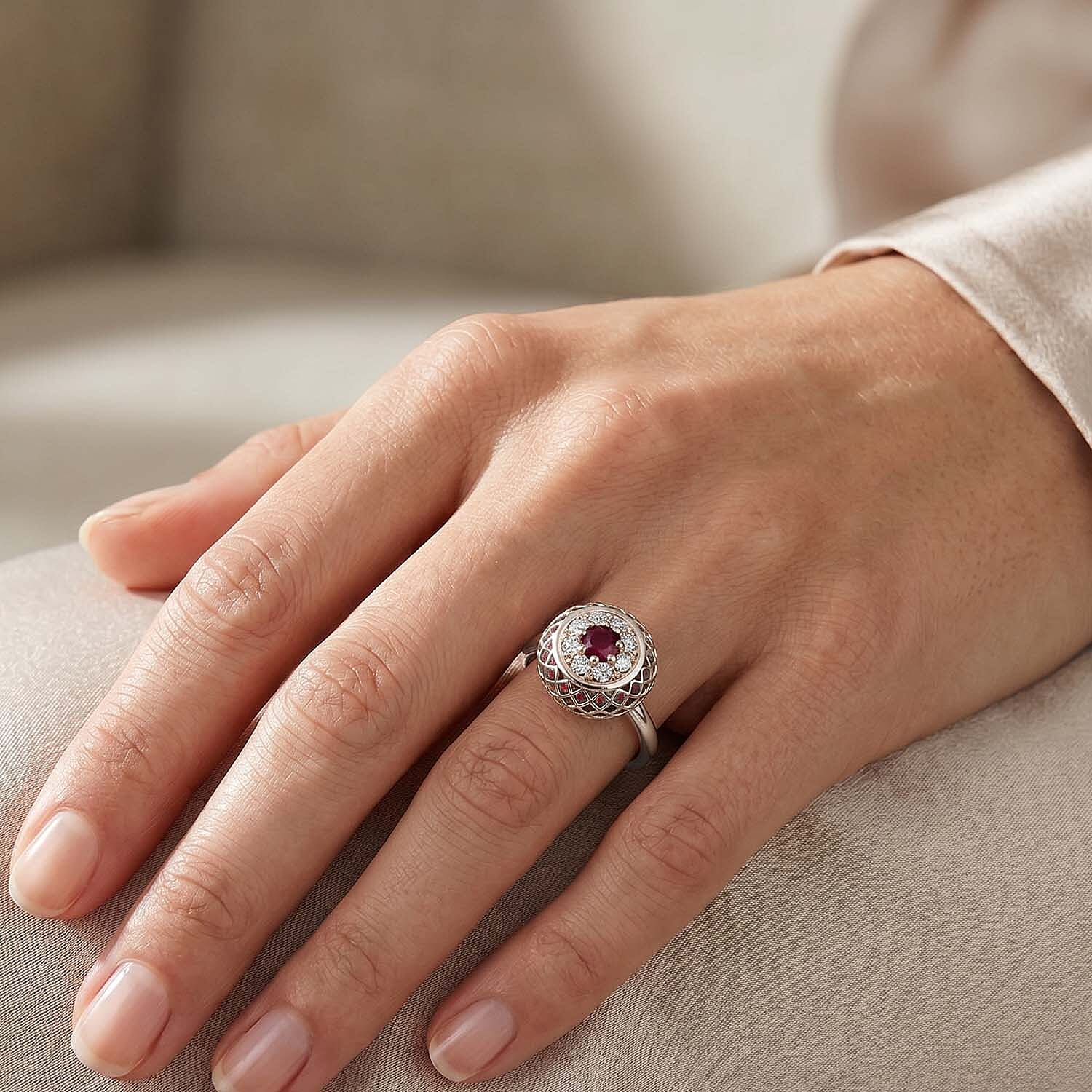 Pink Spinel Ring in Rhodium Overlay Sterling Silver 2.32 Ct.