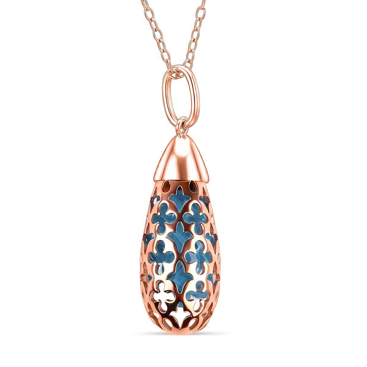Blue Apatite Pendant with Chain (Size 16-2 Ext) with Spring Ring Clasp in Yellow Gold Plated in Rose Gold Plated Sterling Silver 5.00 Ct.