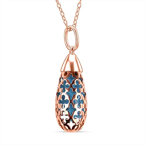 Blue Apatite Pendant with Chain (Size 16-2 Ext) with Spring Ring Clasp in Yellow Gold Plated in Rose Gold Plated Sterling Silver 5.00 Ct.
