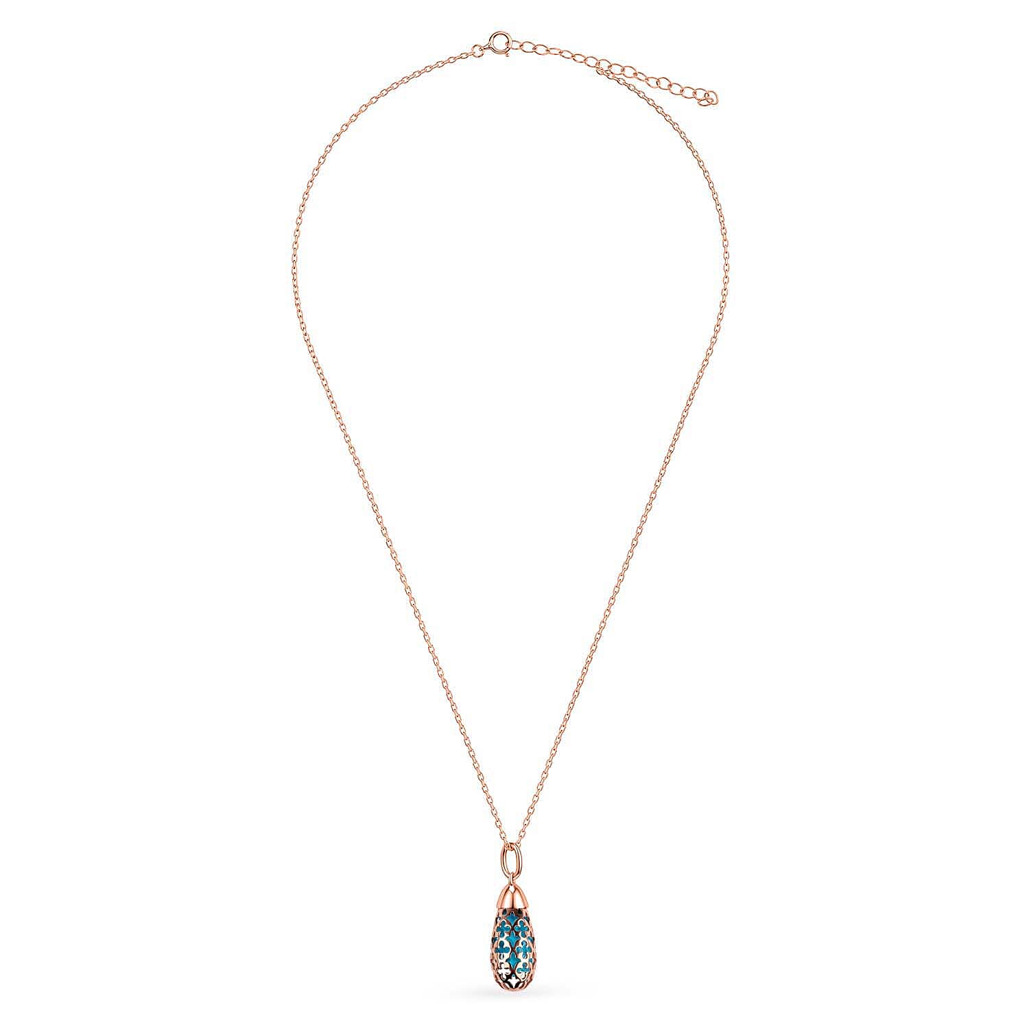 Blue Apatite Pendant with Chain (Size 16-2 Ext) with Spring Ring Clasp in Yellow Gold Plated in Rose Gold Plated Sterling Silver 5.00 Ct.