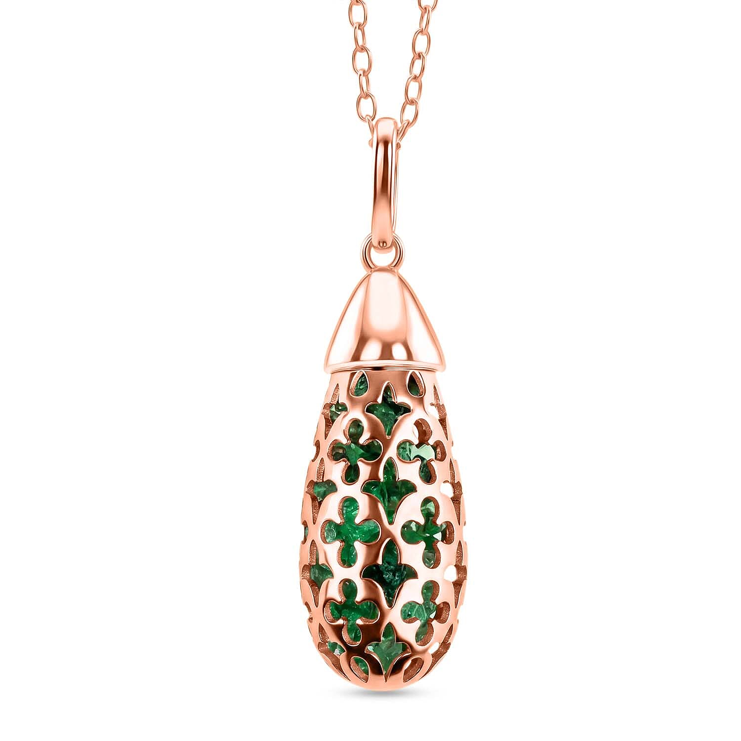 Peridot Pendant with Chain (Size - 16-2 Ext) with Spring Ring Clasp in Rose Gold Plated Sterling Silver 5.00 Ct.