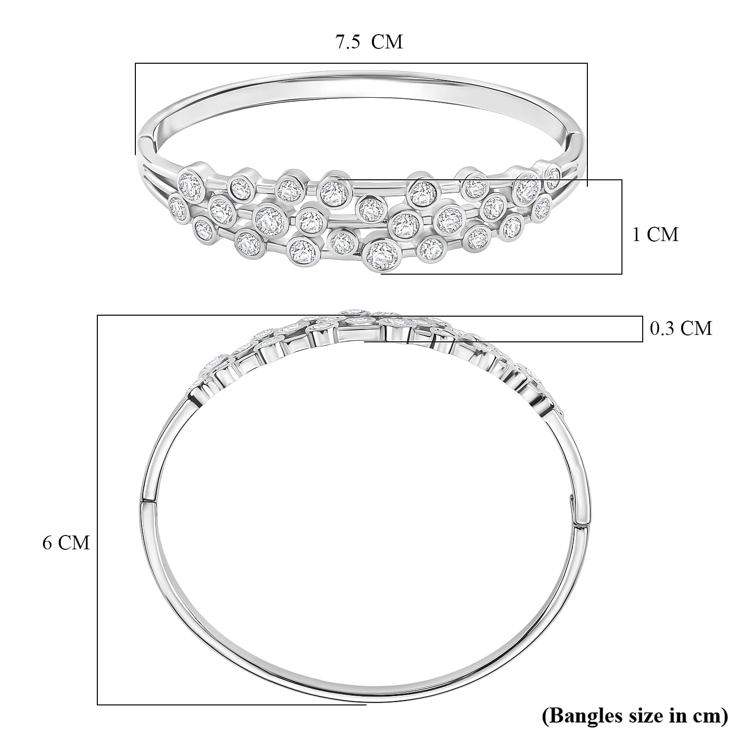Bubble Collection - White Cubic Zirconia Bangle (Size - 7.5) 5.00 Ct. Bubble Collection - White Cubic Zirconia Bangle (Size - 7.5) 5.00 Ct.