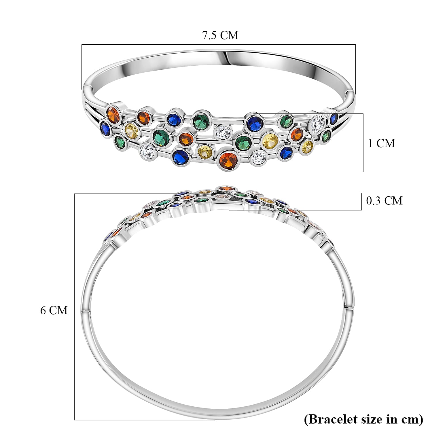 Bubble Collection - Multi Colour Cubic Zirconia Bangle (Size - 7.5) 5.00 Ct.