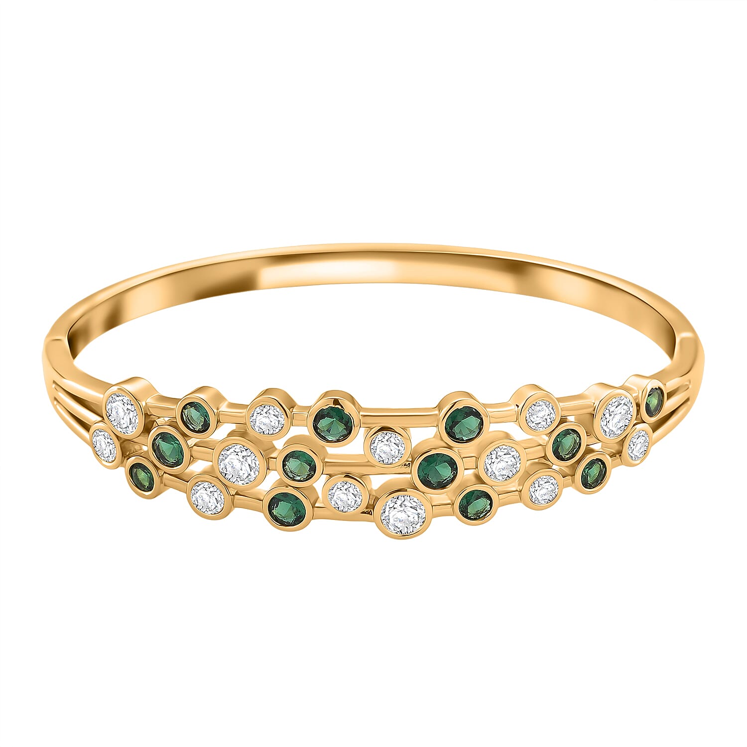 Bubble Collection - Green & White Cubic Zirconia Bangle (Size - 7.5) 5.00 Ct.
