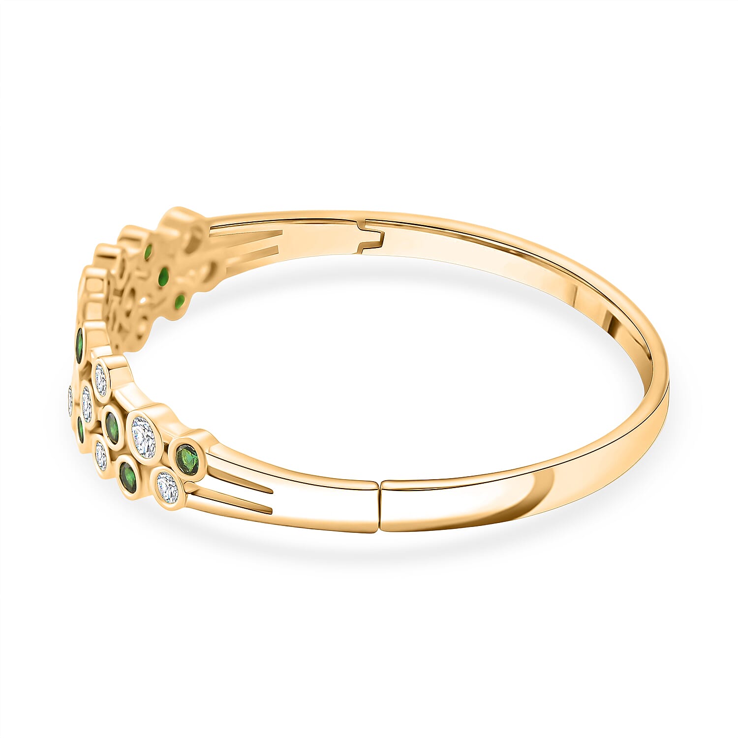 Bubble Collection - Green & White Cubic Zirconia Bangle (Size - 7.5) 5.00 Ct.