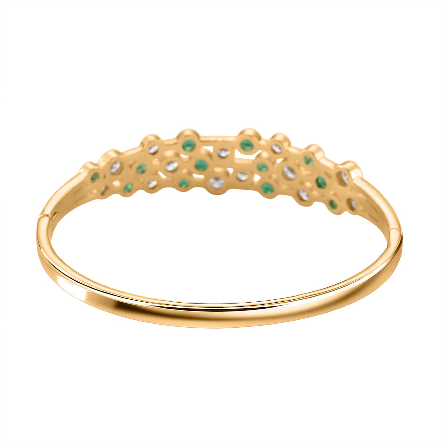 Bubble Collection - Green & White Cubic Zirconia Bangle (Size - 7.5) 5.00 Ct.