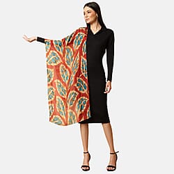 VALLISERIE 100% Mulberry Silk Floral Design Digital Printed Scarf (50x175 cm) - Peach