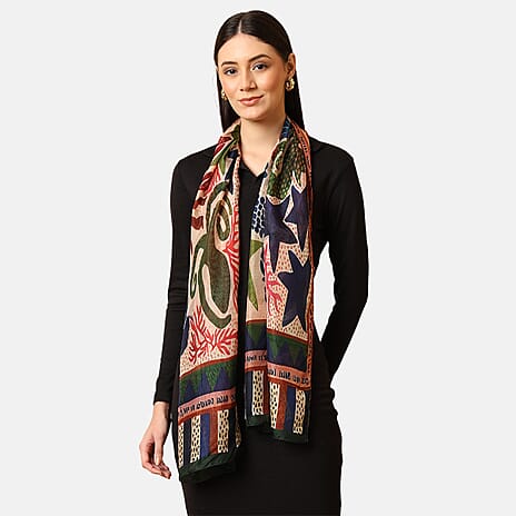 VALLISERIE 100% Silk Butterfly Digital Printed Scarf (50x175 cm) - Red