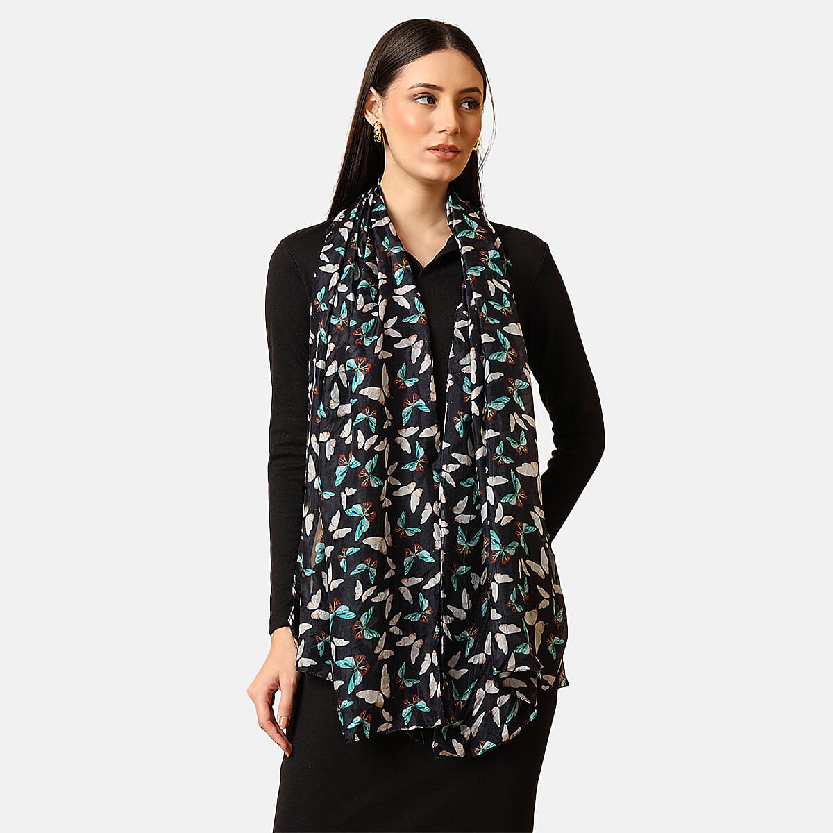 VALLISERIE 100% MULBERRY SILK Sea Life Printed Scarf (50x175 cm) - Multi Colour