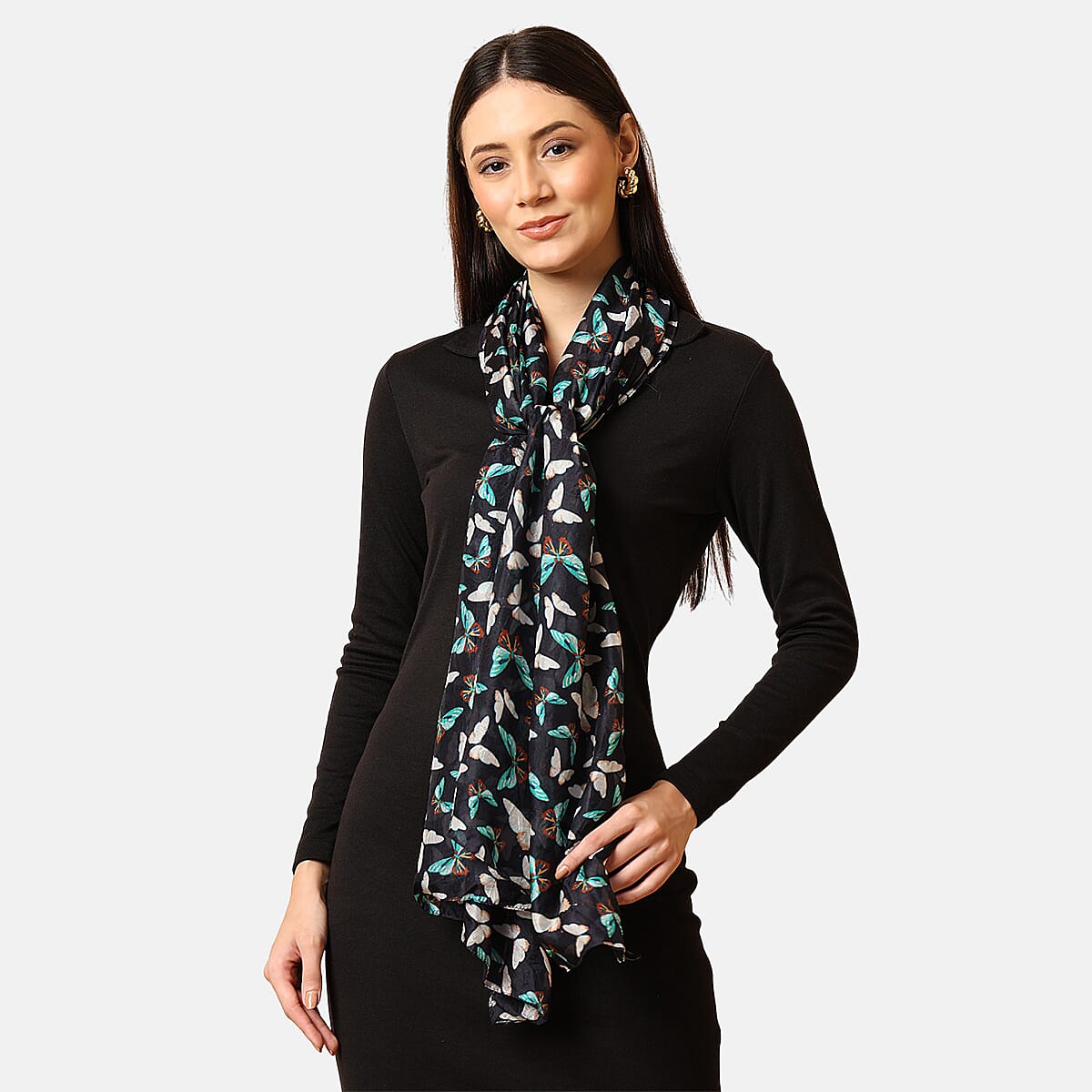 VALLISERIE 100% MULBERRY SILK Sea Life Printed Scarf (50x175 cm) - Multi Colour