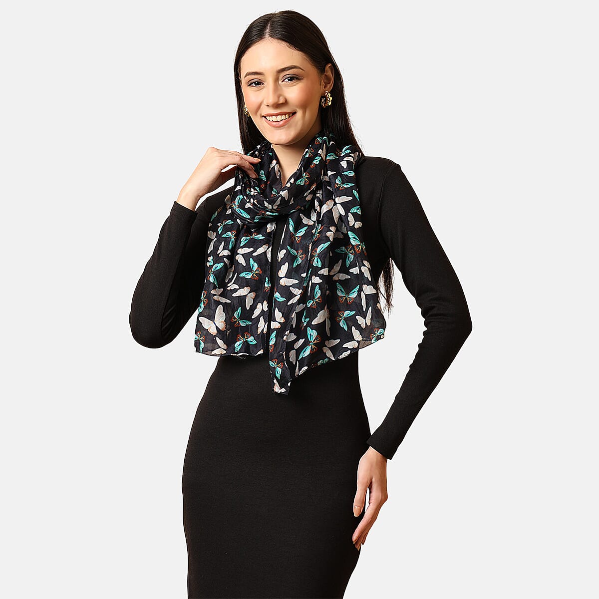 VALLISERIE 100% MULBERRY SILK Sea Life Printed Scarf (50x175 cm) - Multi Colour