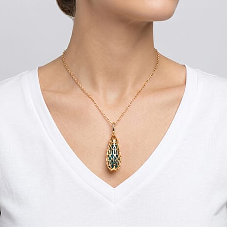 Blue Apatite Pendant with Chain (Size - 16-2 Ext) with Spring Ring Clasp in Yellow Gold Plated Sterling Silver 5.00 Ct.