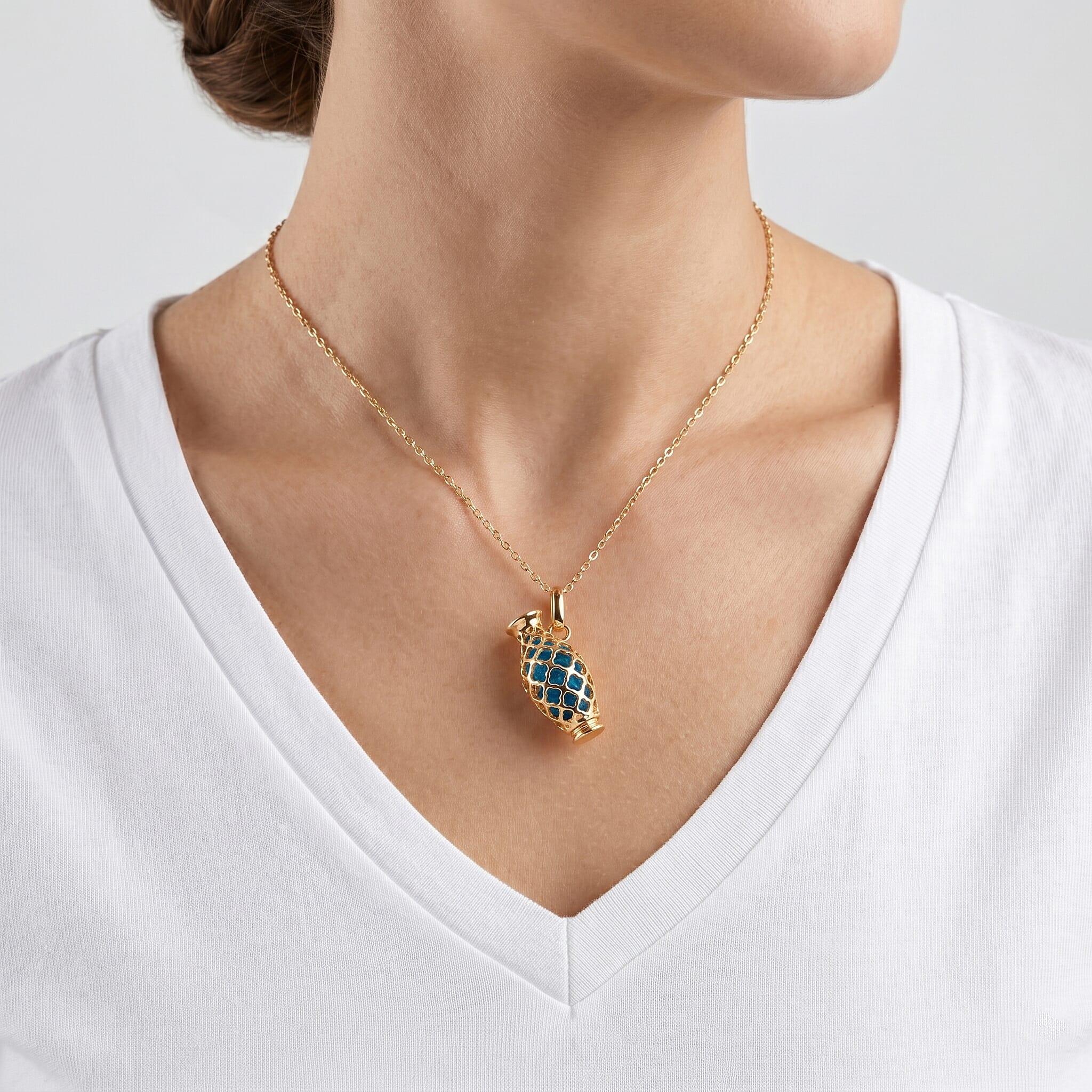 Blue Apatite Pendant with Chain (Size - 16-2 Ext) with Spring Ring Clasp in Yellow Gold Plated Sterling Silver 5.00 Ct.