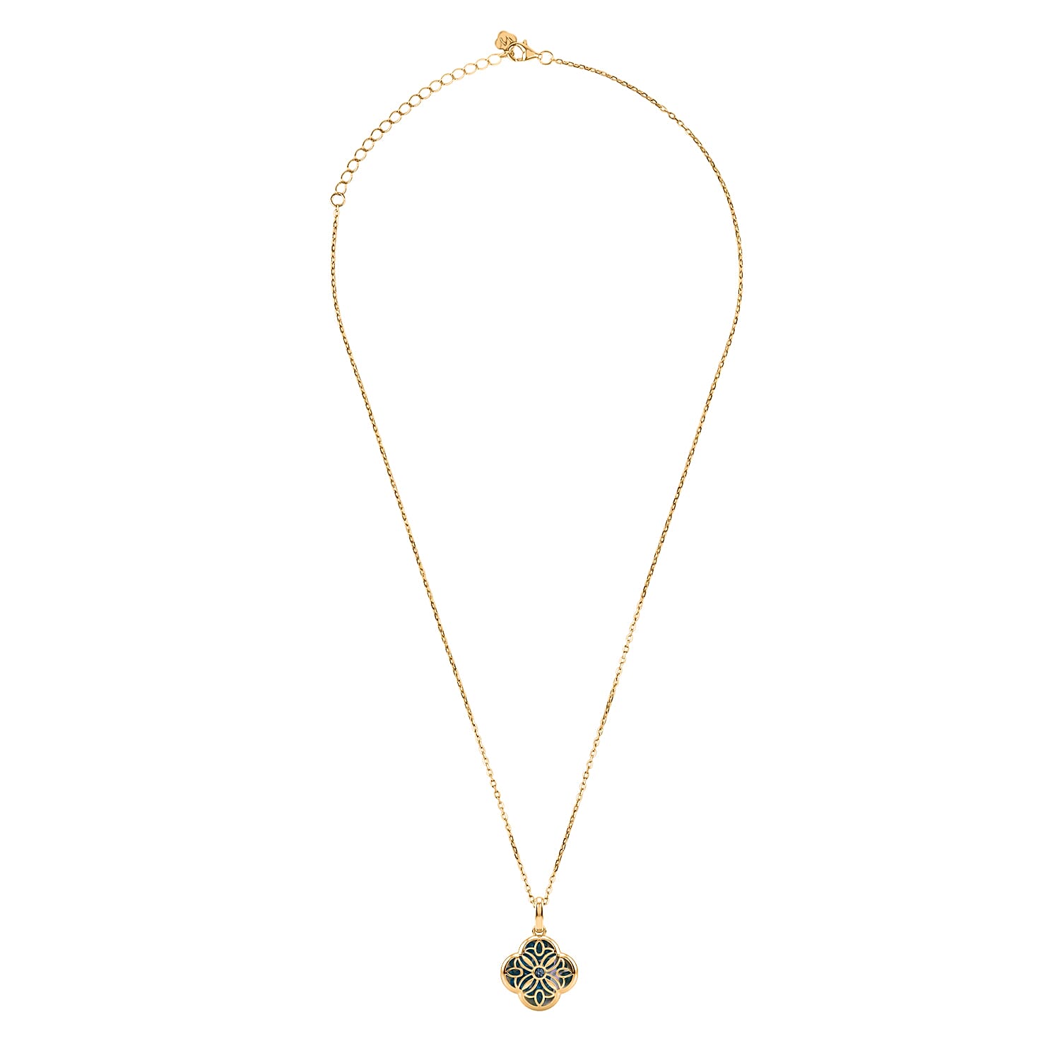 Blue Apatite Pendant with Chain ( Size - 16-2 Ext) with Lobster Clasp in Yellow Gold Plated Sterling Silver 4.00 Ct.