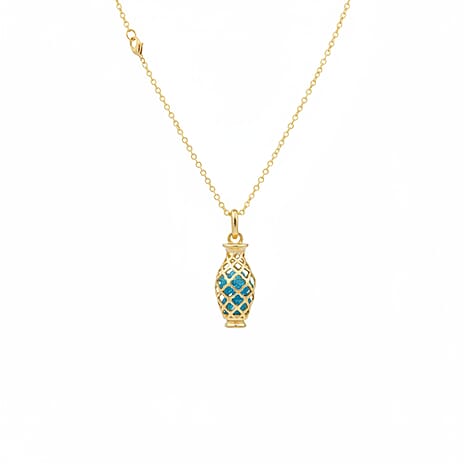 Blue Apatite Pendant with Chain (Size - 16-2 Ext) with Lobster Clasp in Yellow Gold Plated Sterling Silver 3.10 Ct.