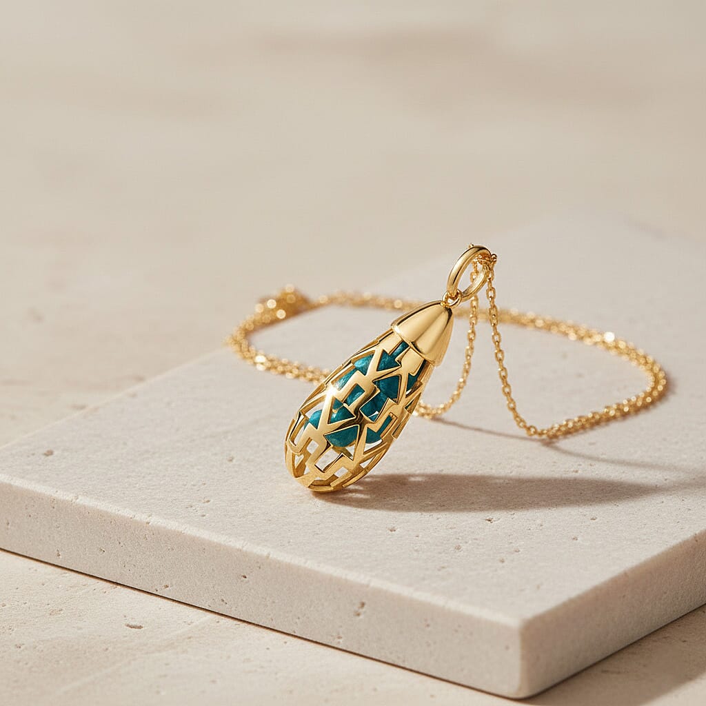 Blue Apatite Pendant (Size 16 - 2 Ext) with Lobster Clasp in Yellow Gold Plating Sterling Silver 8.30 Ct.