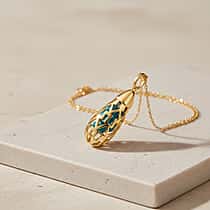 Blue Apatite Pendant (Size 16 - 2 Ext) with Lobster Clasp in Yellow Gold Plating Sterling Silver 8.30 Ct.