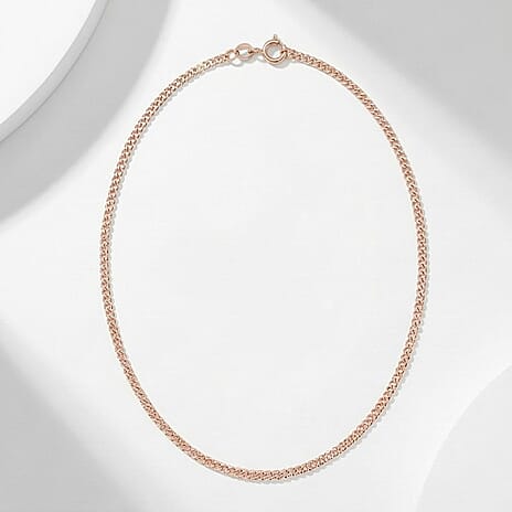 Hatton Garden Closeout Deal - 9K Rose Gold Diamond Cut Curb Chain (Size - 18) with Spring Ring Clasp