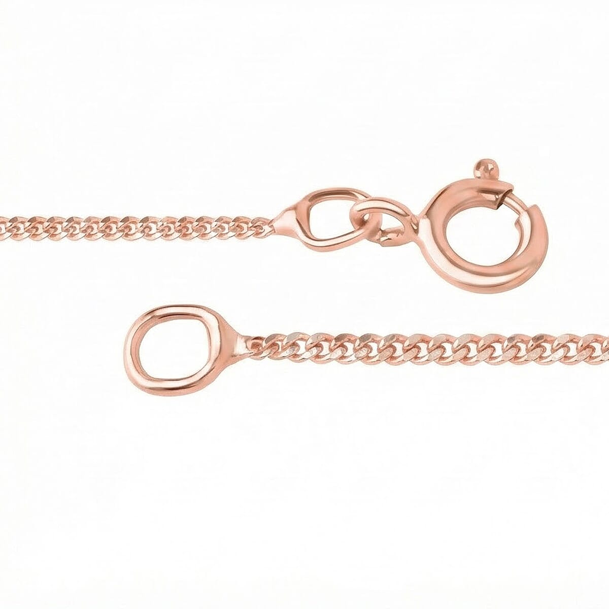 Hatton Garden Closeout Deal - 9K Rose Gold Diamond Cut Curb Chain (Size - 18) with Spring Ring Clasp