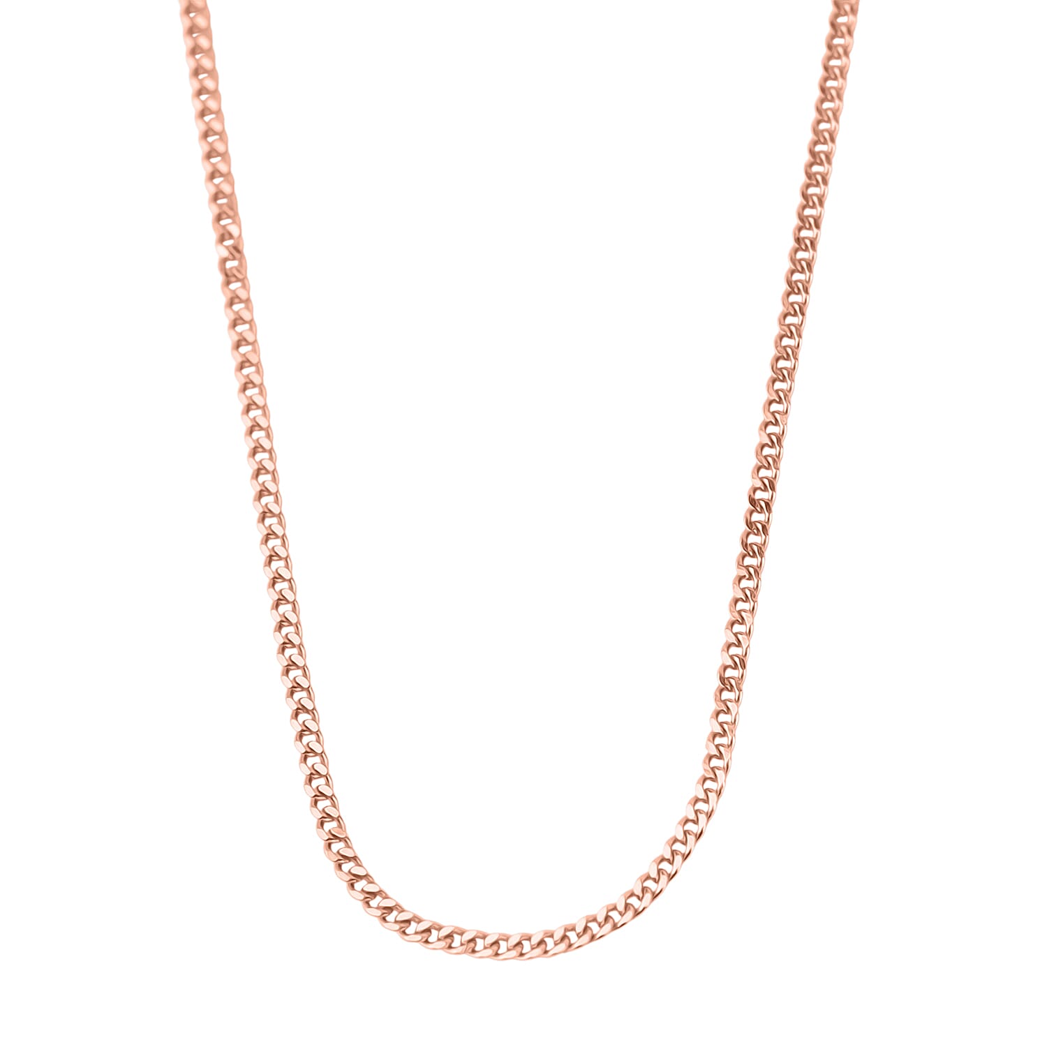 Hatton Garden Closeout Deal - 9K Rose Gold Diamond Cut Curb Chain (Size - 18) with Spring Ring Clasp