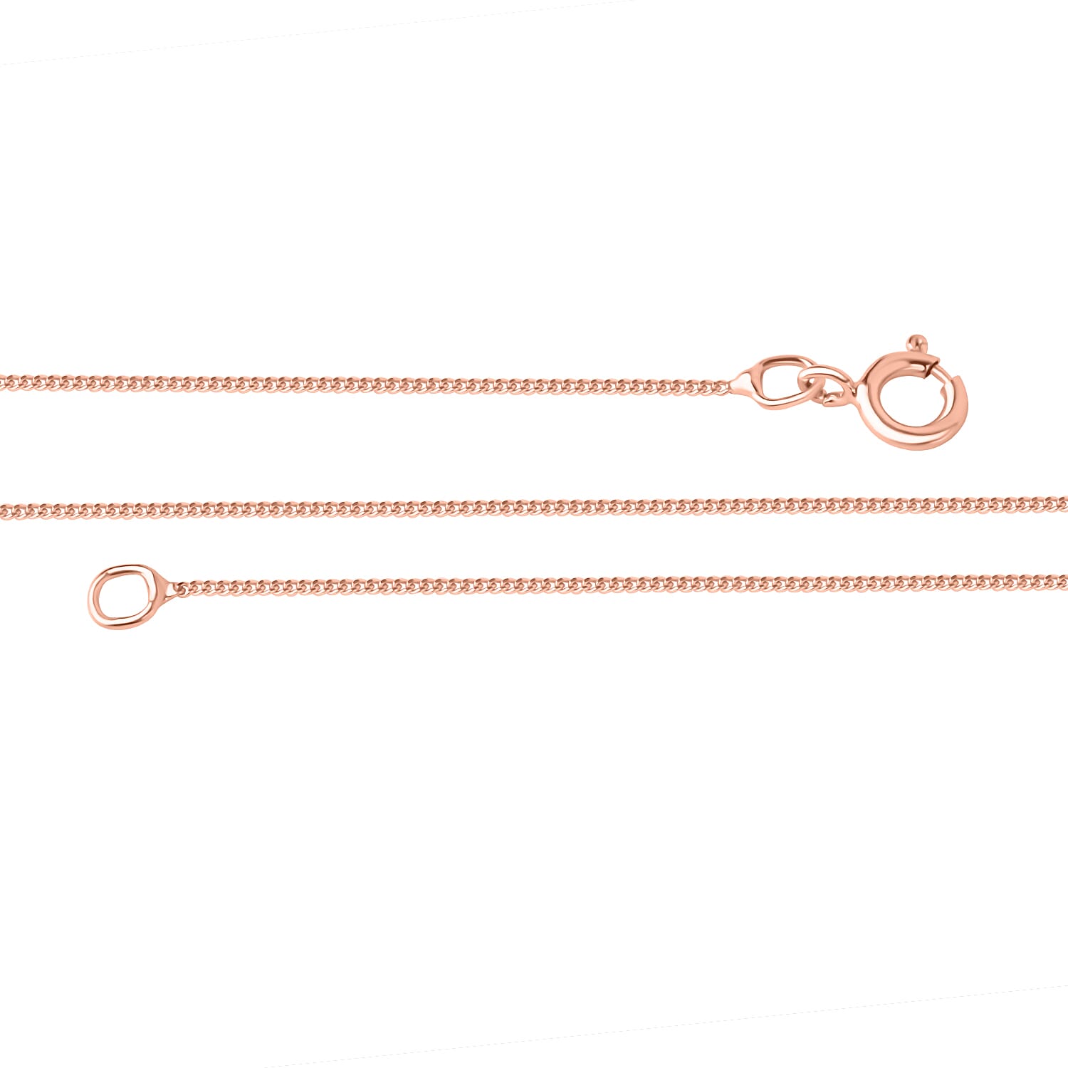 Hatton Garden Closeout Deal - 9K Rose Gold Diamond Cut Curb Chain (Size - 18) with Spring Ring Clasp