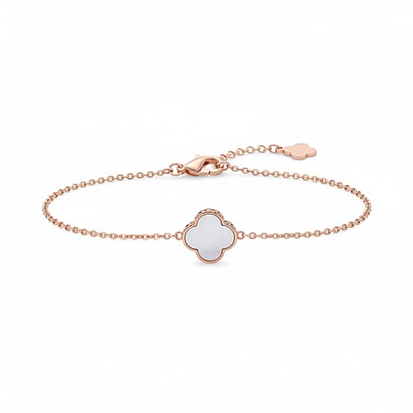 Blue Apatite, Aquamarine & Mother of Pearl Bracelet (Size - 6 - 1.5 Ext) with Lobster Clasp in Rose Gold Plated Sterling Silver 2.05 Ct.